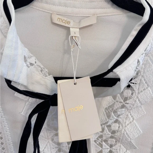 Maje Runo Two-Tone Lace-Inset Mini Dress size small new with tags - Picture 6 of 10